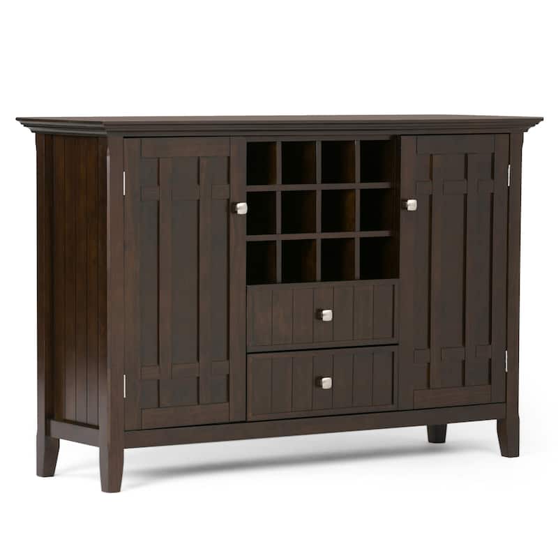 WYNDENHALL Freemont SOLID WOOD 54 inch Wide Transitional Sideboard Buffet and Wine Rack - 54 W x 17 D x 36 H