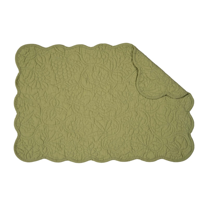 Christiana Sweet Pea Reversible Machine Washable Scallop Quilt Placemats Set of 6