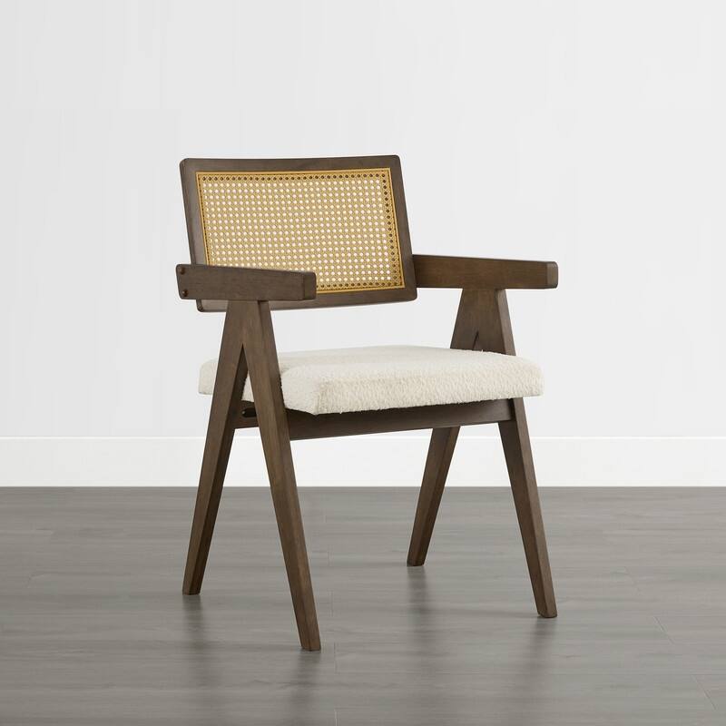 Spruce & Spring Modern American Dining Chair with Woven Rattan Back