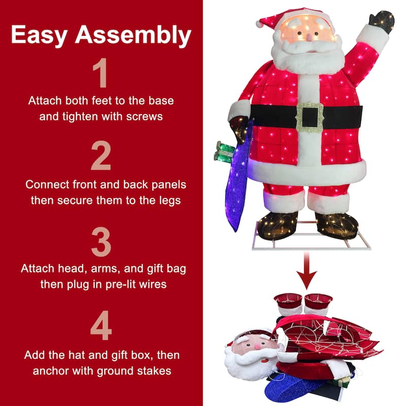 Puleo International 6 ft Santa with Gift Box Christmas Outdoor Decor - Red