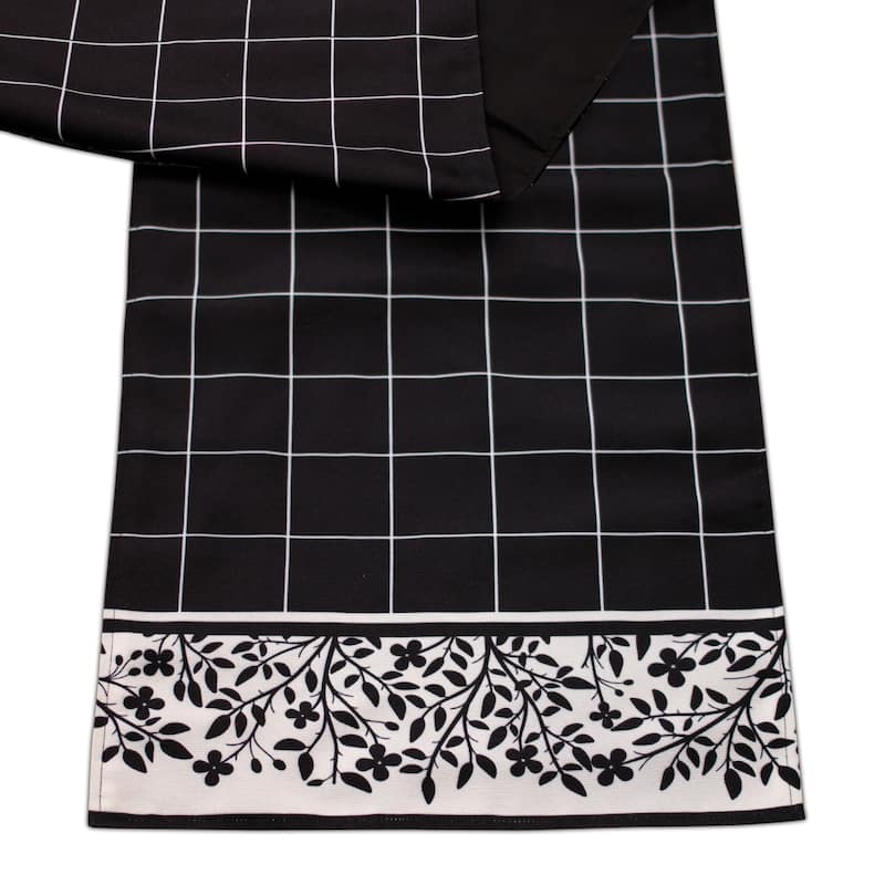 Plaid Table Runner - 72" - Black and White