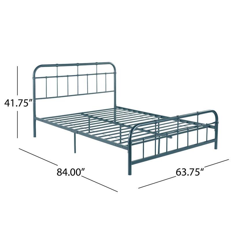 Christopher Knight Home - Aurelio Iron Platform Bed Frame with Rounded Corner Headboard and Footboard