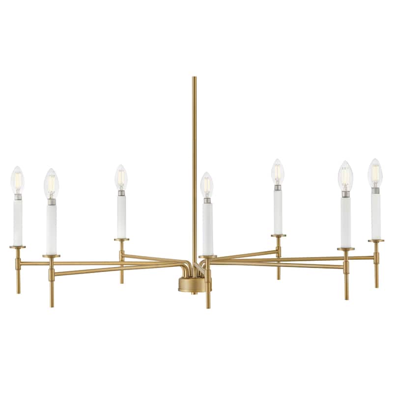 Lark 83077 Hux 7 Light 36" Wide Taper Candle Style Chandelier - Lacquered Brass