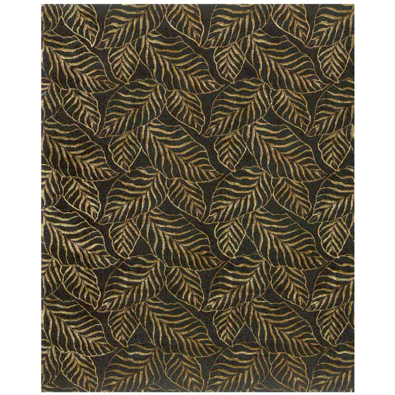 Grand Bazaar Leafscape Hand Knotted Transitional Rug - 5'6"x8'6" - Black