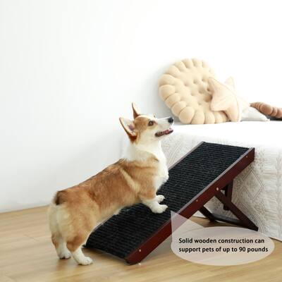 Wooden Pet Ramp Dog Step Folding Portable Adjustable Traction Mat