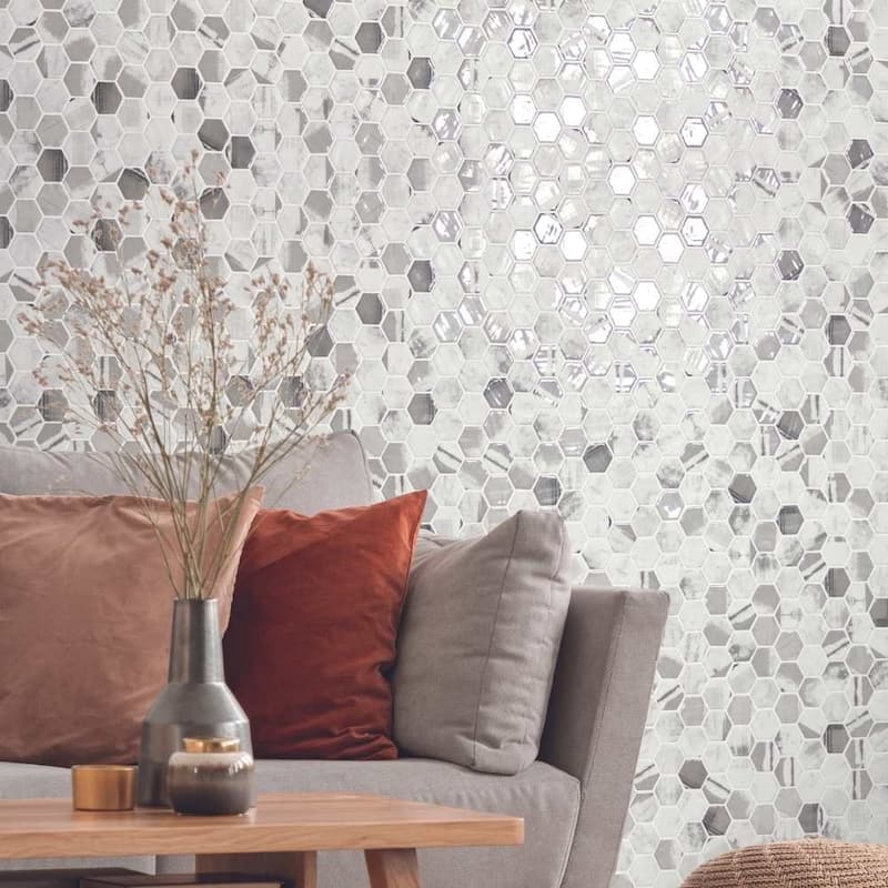Eterna Hex 2x2 Glass Hexagon Mosaic Tile - Floor, Wall, Backsplash