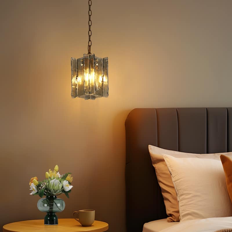 Kasy Modern 1-Light Textured Glass Pendant Light Art Deco Kitchen Island Light