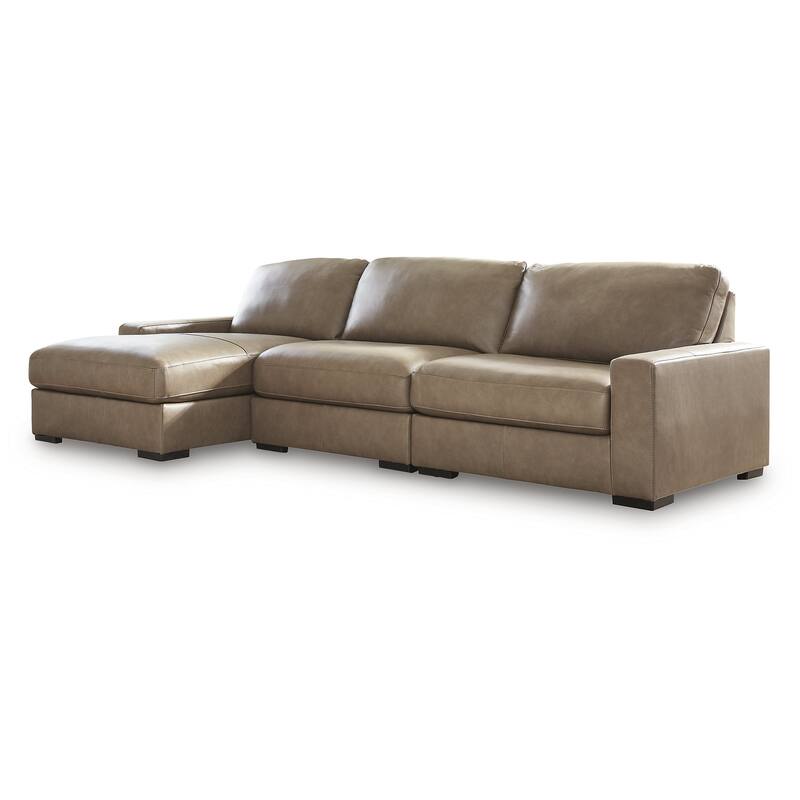 Signature Design by Ashley Veronella Light Brown 3-Piece Sectional with Chaise - 125" W x 68" D x 39" H