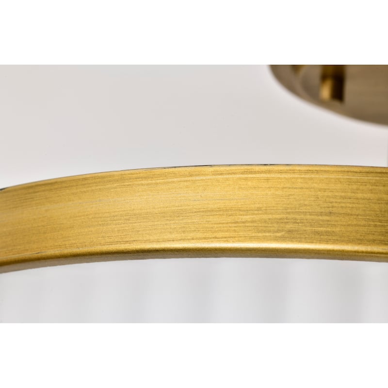 Solara Semi Flush Mount Natural Brass Finish Frosted Ribbed Glass - Natural Brass
