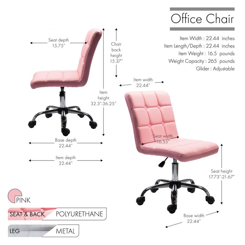 Porthos Home Parker Faux Leather Office Chair with Metal Base