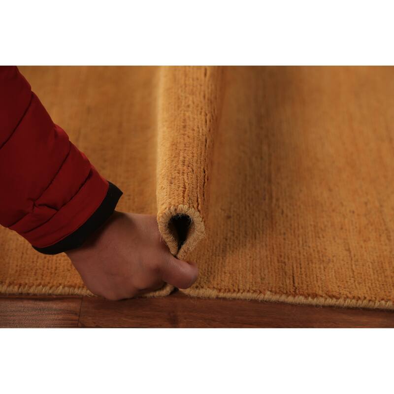 Yellow & Rust Gabbeh Oriental Rug Hand-Knotted Wool Carpet - 2'11" x 5'1"