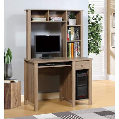 Desk with Attached Hutch and Keyboard Drawer