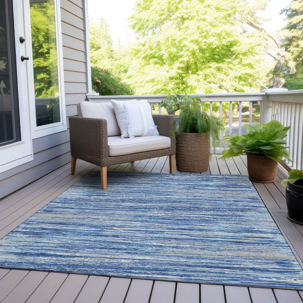 Machine Washable Indoor/ Outdoor Chantille Abstract Stripe Rug