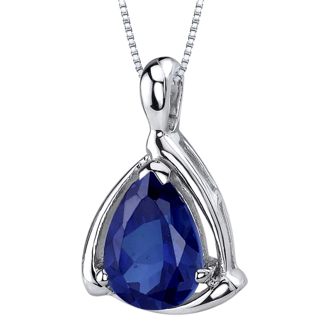 2.5 ct Blue Sapphire Pendant in Sterling Silver
