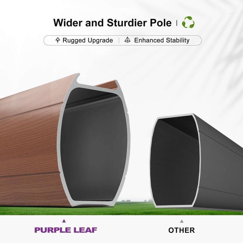 PURPLE LEAF 11ft Round Wood Pattern Patio Cantilever Umbrella with Base