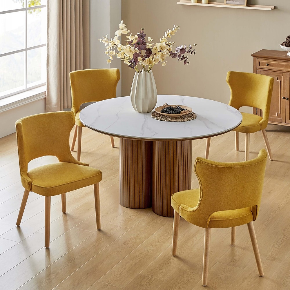 Rita Mid-century Modern Dining Chair with Solid Wood Legs Set of 4 by HULALA HOME