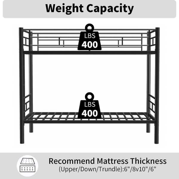 slide 2 of 16, Bunk Bed Twin Over Twin Size with Ladder and high Guardrail, Able to Split, Metal Bunk Bed White
