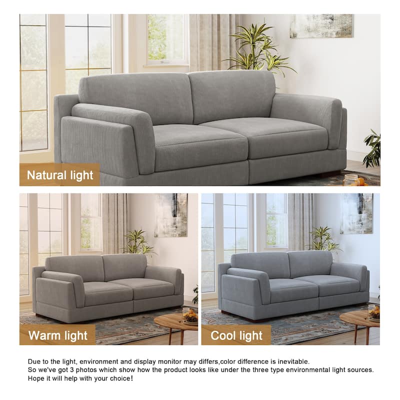 90.2"W Corduroy Upholstered Living Room Sofa