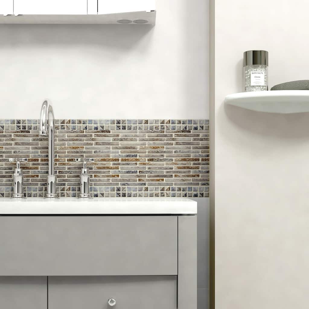 Merola Tile Rustica Brick Noce Slate 10.75" x 12.75" Porcelain Mosaic Tile