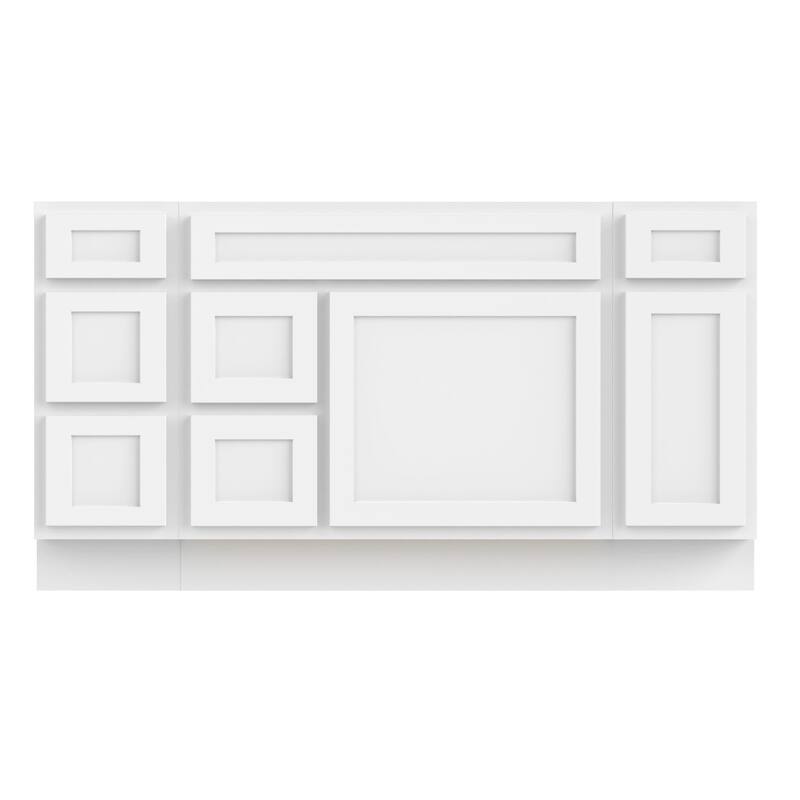 Vanity Art 60" Oak Freestanding Bathroom Vanity Cabinet without Top - White