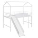 preview thumbnail 8 of 11, Useful Design Metal House Loft Bed With Two-sided writable Wooden Board, Twin Size, White
