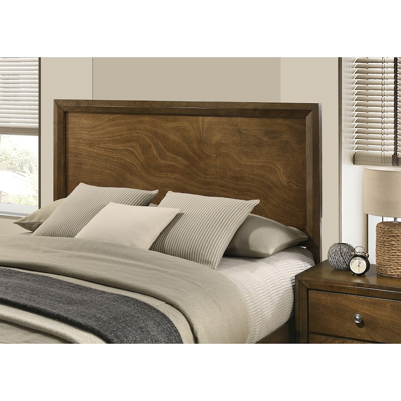 Queen Size Engineered Wood Panel Bed with High Headboard and Rubberwood Construction