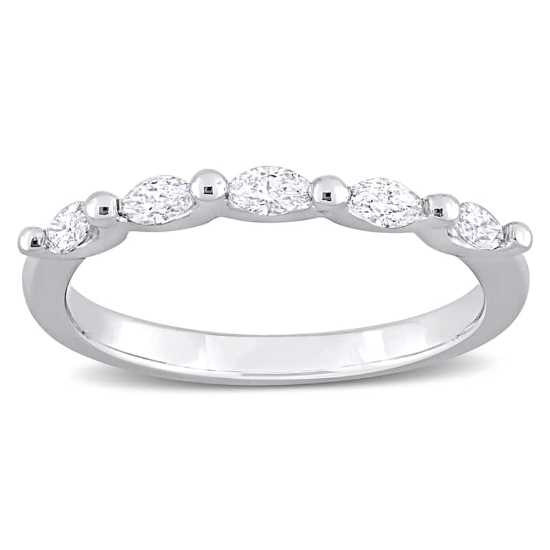 Miadora 1/3ct TW Marquise Shape Diamond Semi-Eternity Band in Platinum