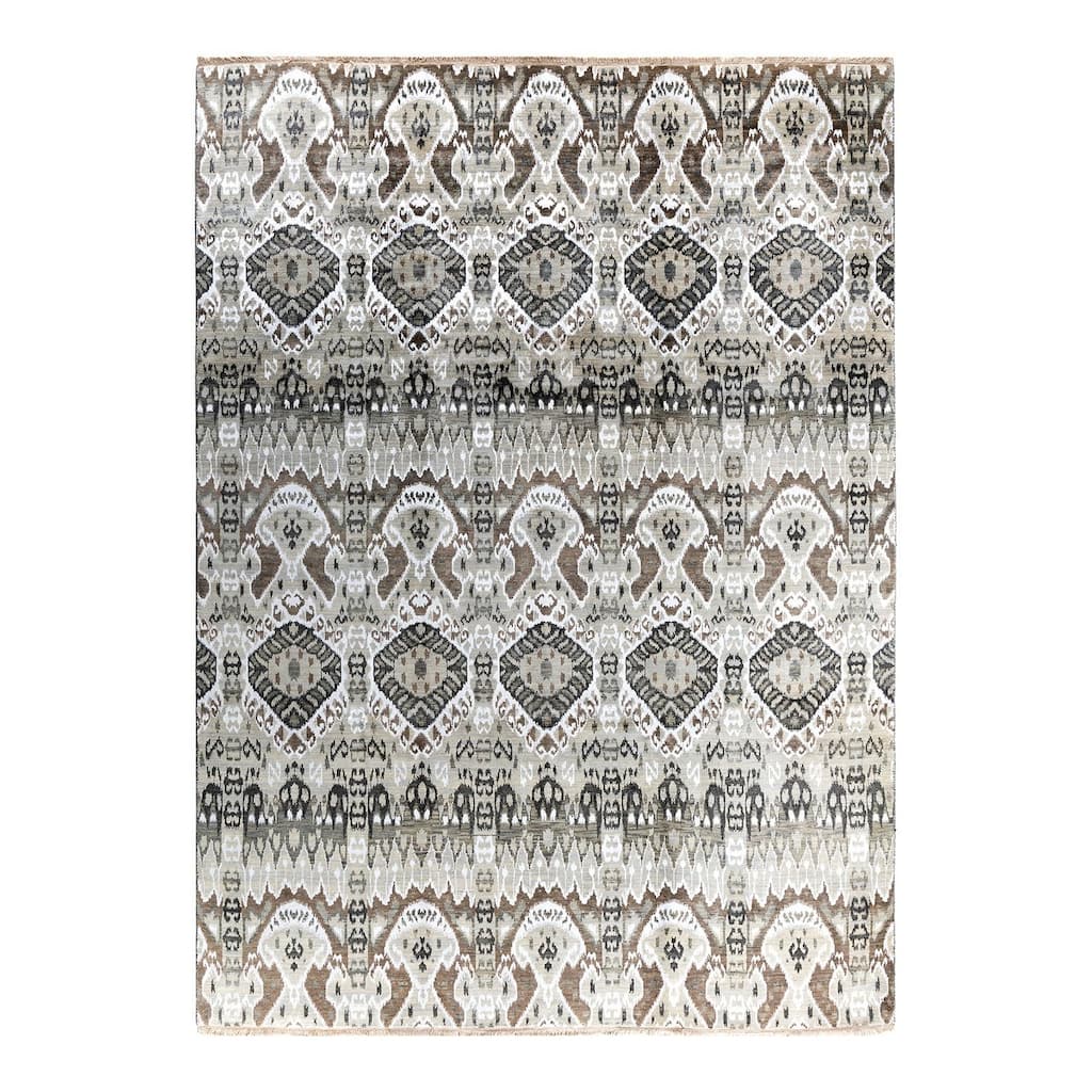 Ikat One-of-a-Kind Hand-Knotted Area Rug, Multicolor - 8' 10" x 12' 1"