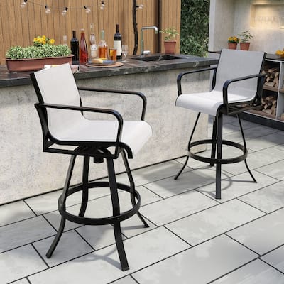 Outdoor Indoor All-weather Swivel Barstool Patio Bar Stools (Set of 2) - See Picture