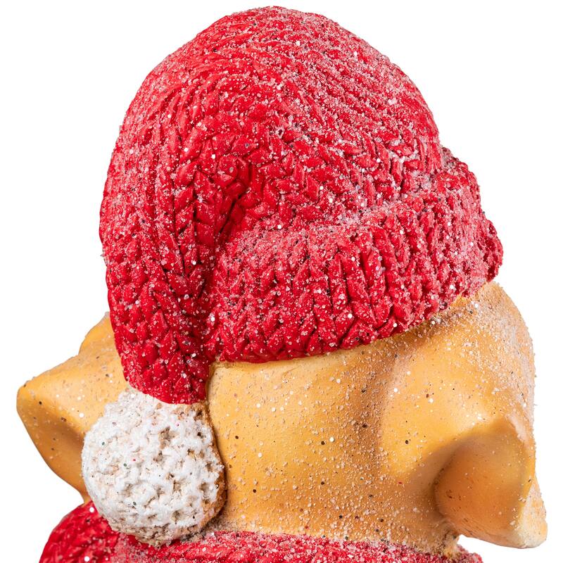 Glittery Dog with Gift Wearing Scarf and Hat Christmas Decoration - 15"