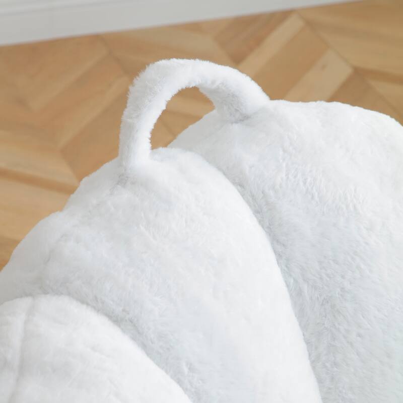 Faux Fur Bean Bag Chair with Ottoman, Giant Bean Bag Chairs for Adults, Shell-Shaped Lounge Floor Sofa with Filler