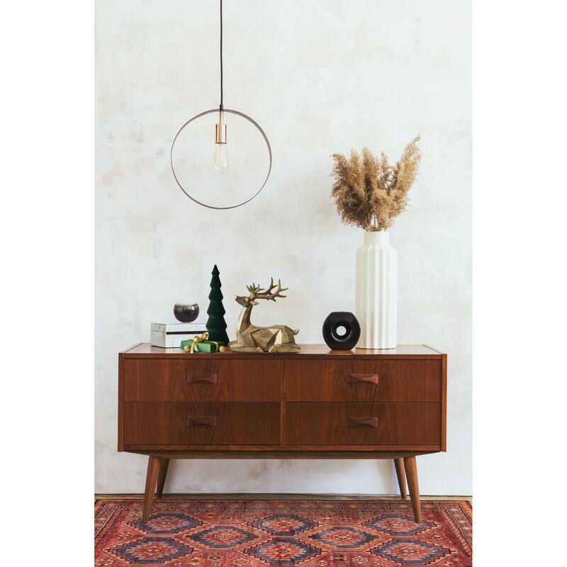 ECARPETGALLERY Hand-knotted Melis Vintage Dark Red Wool Rug - 6'3 x 7'10