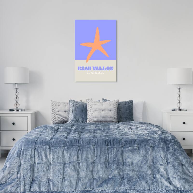 Wynwood Studio Canvas Typography and Quotes Travel to Beau Vallon Orange Modern & Contemporary Wall Art Canvas Print
