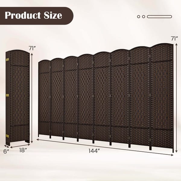 Costway 8-Panel Room Divider 6 FT Tall Folding Privacy Screen with ...