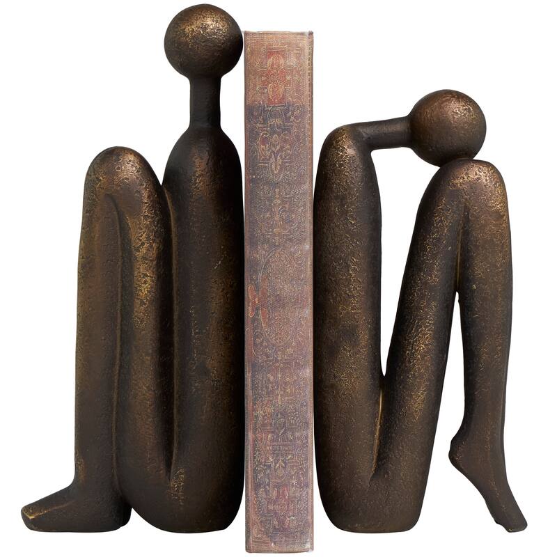 Bronze Polystone People Decorative Bookends (Set of 2)