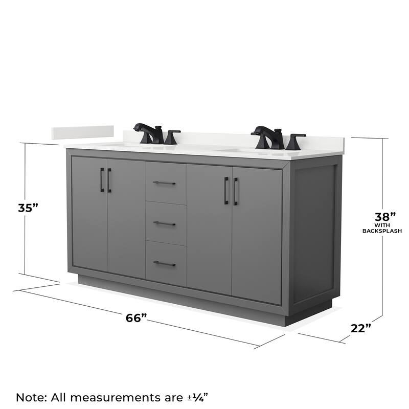 Wyndham Collection WCF111166D-QTZ-US3MXX Icon 66" Free Standing Double