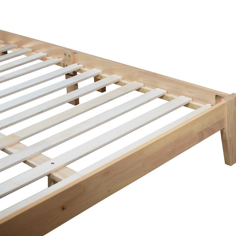 Spruce & Spring Queen Size Wood Platform Bed Frame with Rattan Headboard