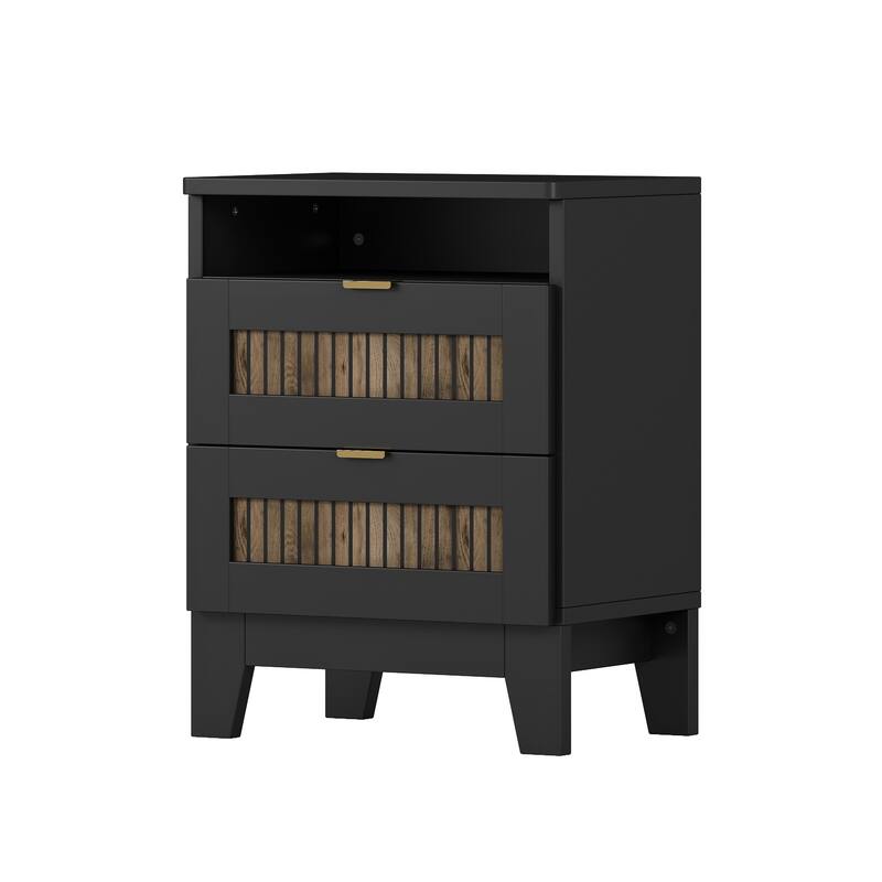 Charming Corner Table End Table, Nightstand Side Table Dresser - Black