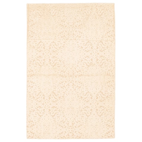 ECARPETGALLERY Hand Loomed Galleria Cream Viscose Rug - 4'0 x 6'2