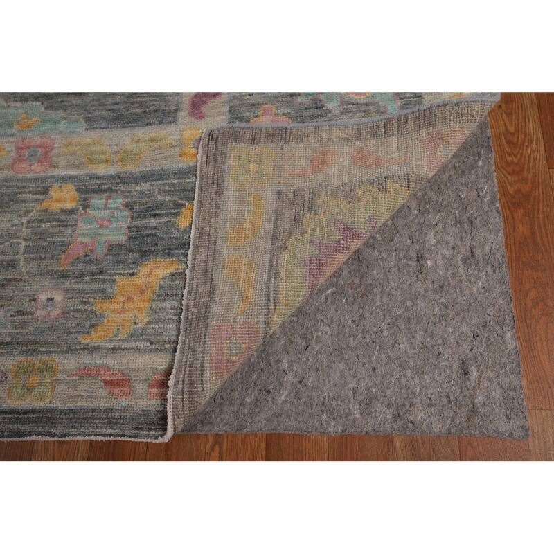 All-Over Gray Oushak Vegetable Dye Large Area Rug Handmade Wool Carpet - 10'1"x 13'8"