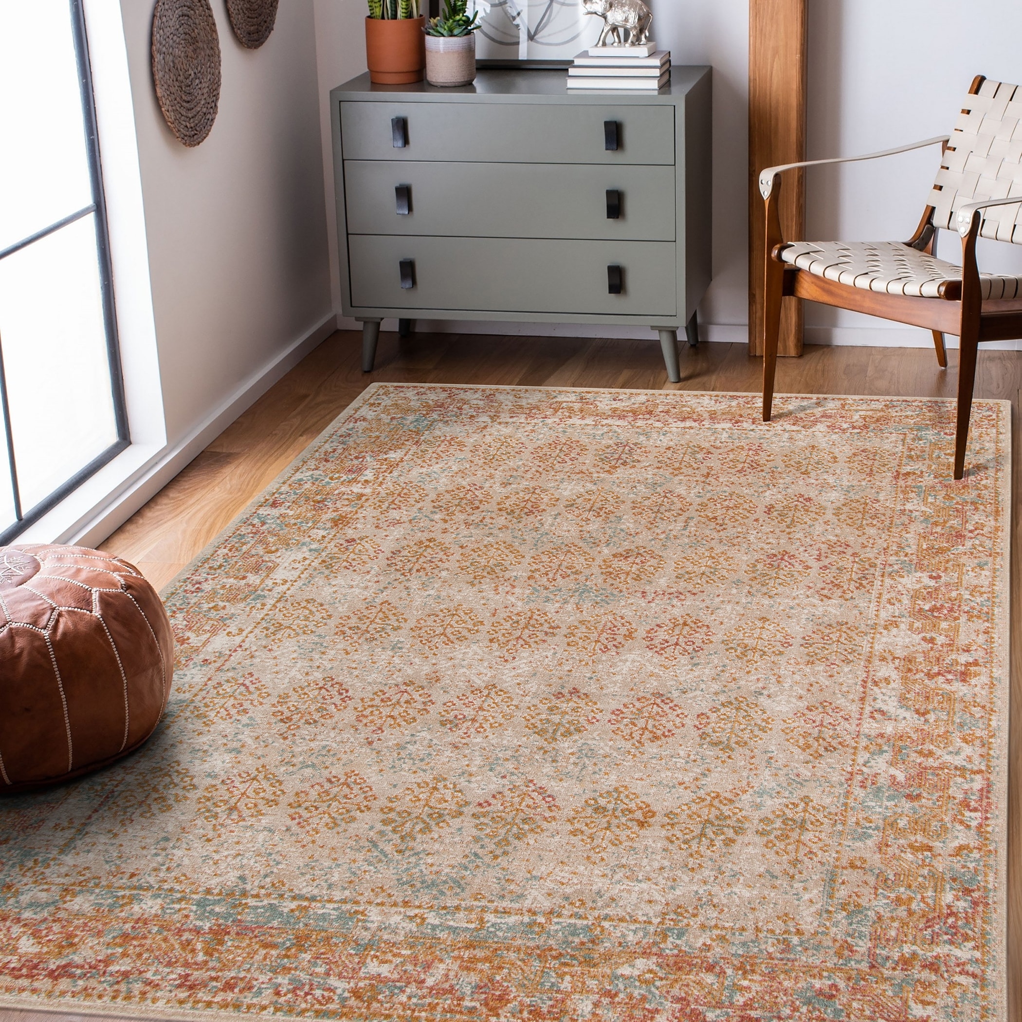 Ethereal Vintage Bordered Area Rug