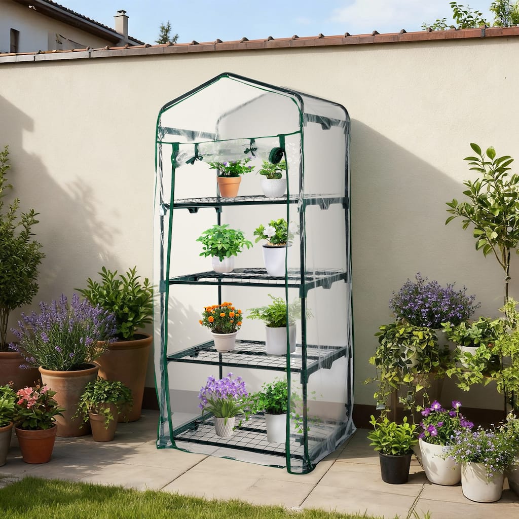 Aoodor 4 Tier Mini Greenhouse, 27x19x63 Inch