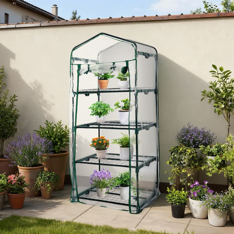 Aoodor 4 Tier Mini Greenhouse, 27x19x63 Inch - 27“L x 19.7"W x 62"H - PVC Cover