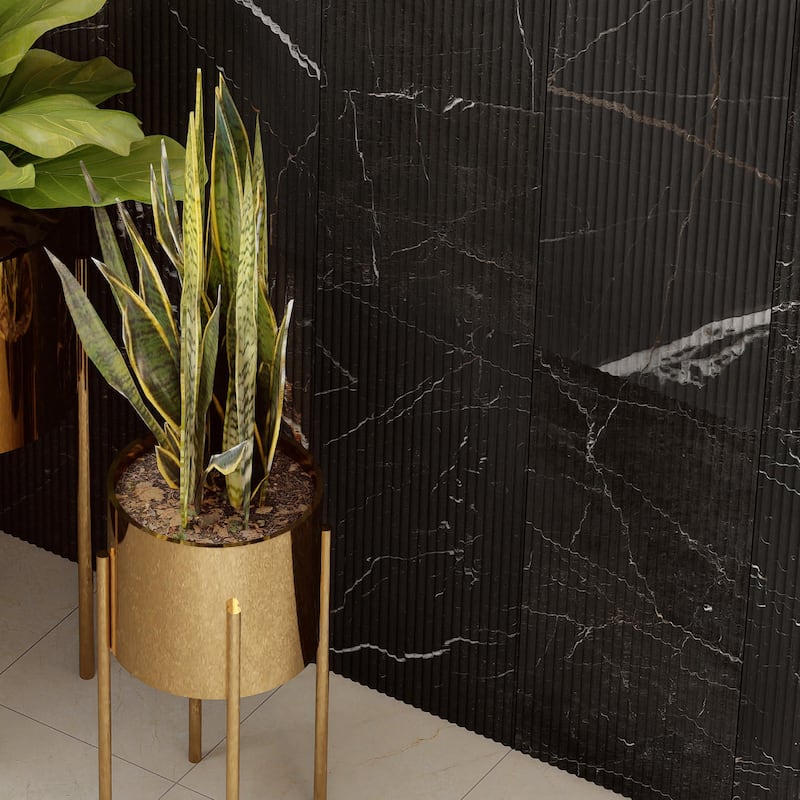 Merola Tile Reve Roseliere Deco Noir 11-3/4" x 23-1/2" Porcelain Wall Tile