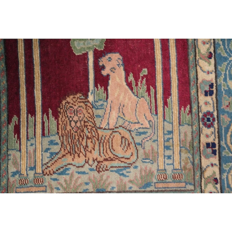 Hand Knotted Oriental 100% Wool Carpet Transitional Geometric Multi-Colored Anatolian Runner Rug - 9' 6'' X 3' 4''