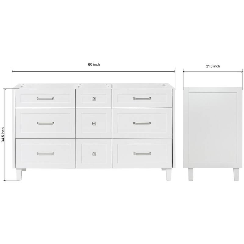 Ariel B60D-BC Monroe 60" Double Free Standing Vanity Cabinet Only