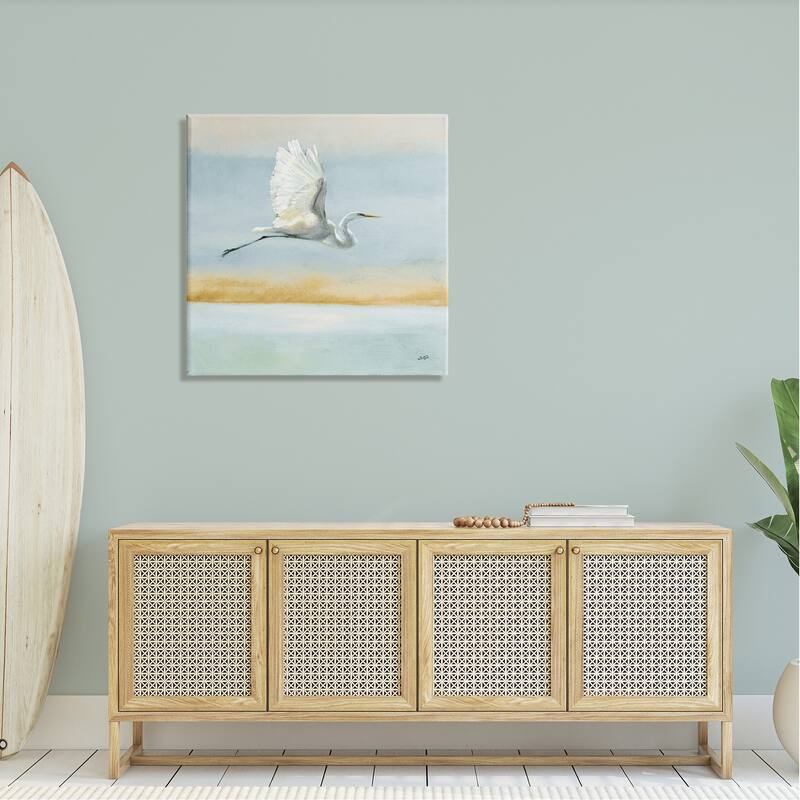 Stupell Egret Bird Flying Ocean Breeze Stretched Canvas Wall Art, Design by Julia Purinton