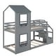 preview thumbnail 5 of 5, Twin Over Twin Bunk Bed with Storage Stairs,Window,Guardrail, Ladder,Wood Bed with Roof
