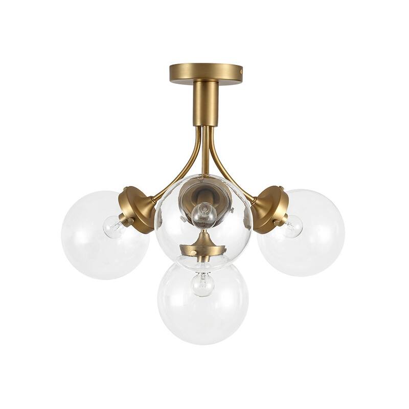 Modern 4-Light Glass Bubble Sputnik Semi Flush Ceiling Light