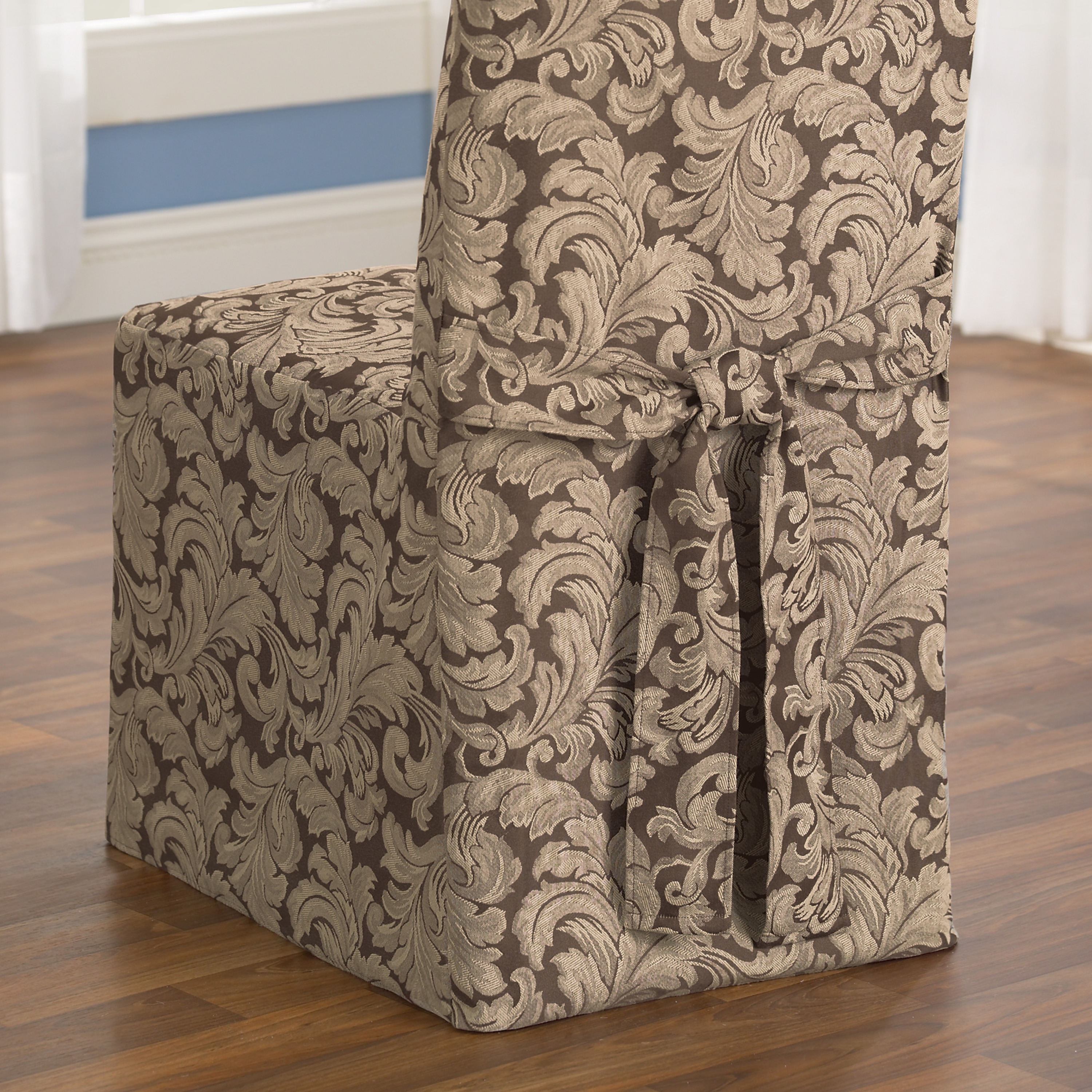 SureFit Scroll Long Dining Chair Slipcover On Sale Overstock